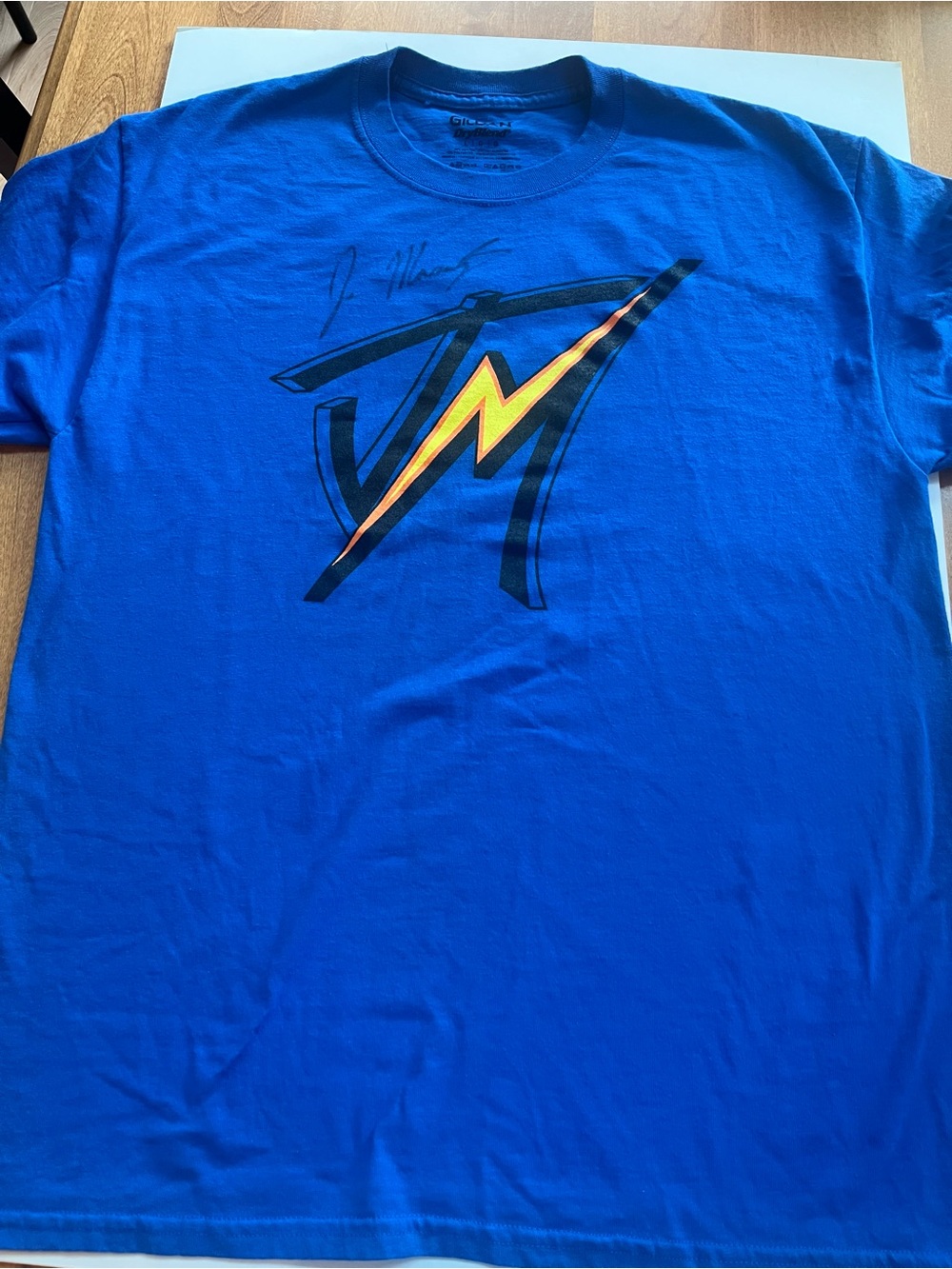 Signed Joe Moravsky "The Weatherman" Graphic Tee - Blue, Men’s Large